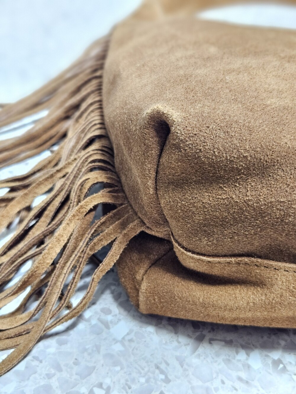 Haute Hippie Fringe Suede Hobo Bag Brown Western Cowgirl Chic Shoulder Bag - Picture 6 of 10